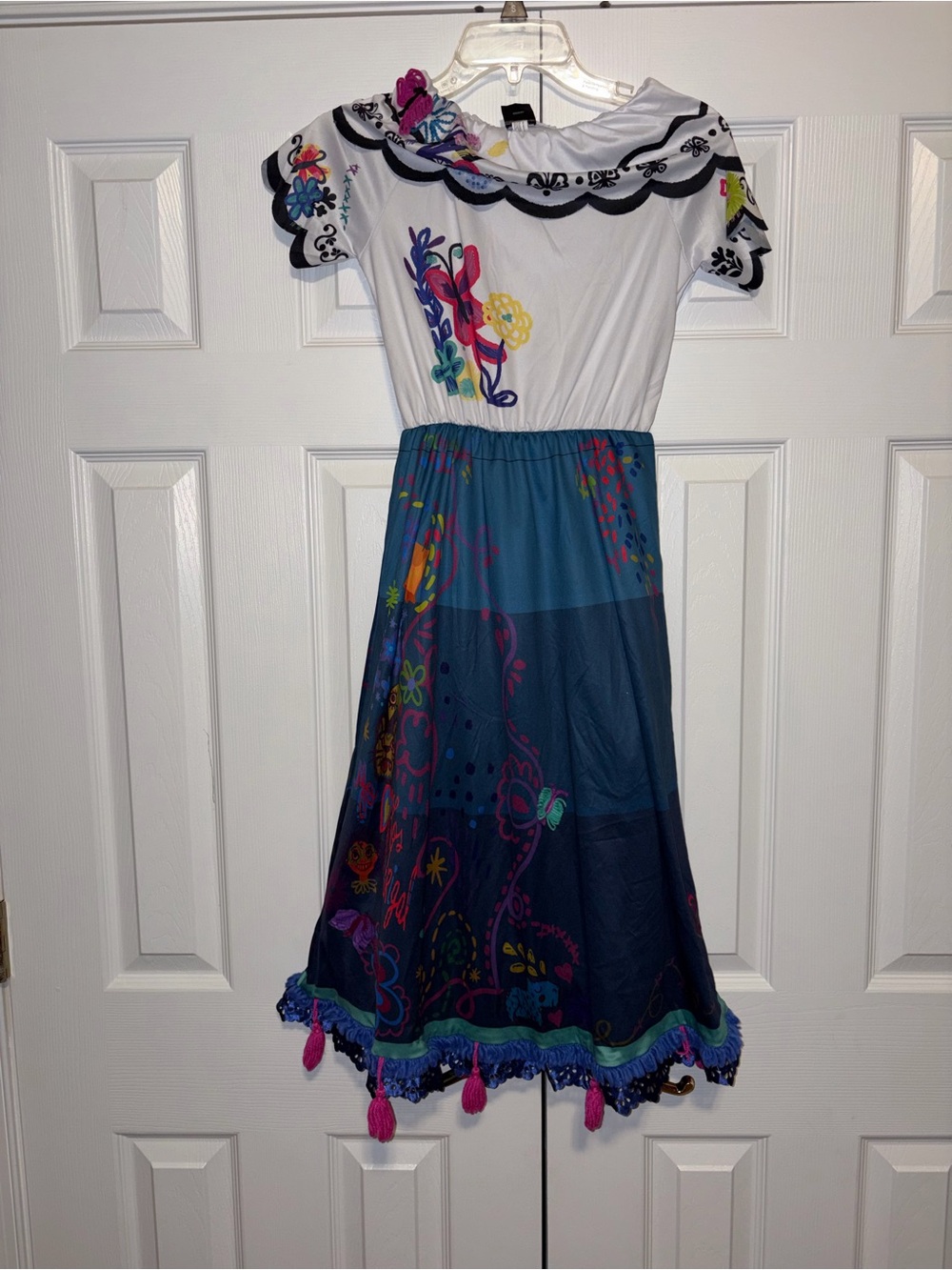 Disney Encanto Mirabel Girls Long Multicolor Floral Dress Tassel Sz 8-10
